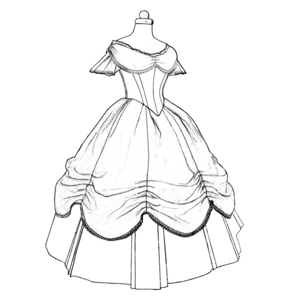 Ball Gown Dress Outline Drawing | lupon.gov.ph